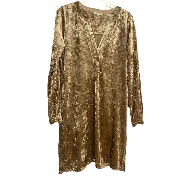 Mystree Dress Whimsigoth Floral Crushed Velvet Fairycore Mini V Neck  Gold S - Picture 1 of 9